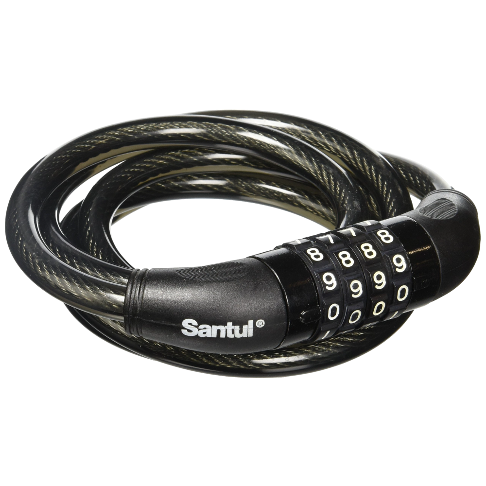 SANTUL CANDADO DE CABLE ESPIRAL 3/8 X 100 DE COMBINACION 4 DIGITOS 6686