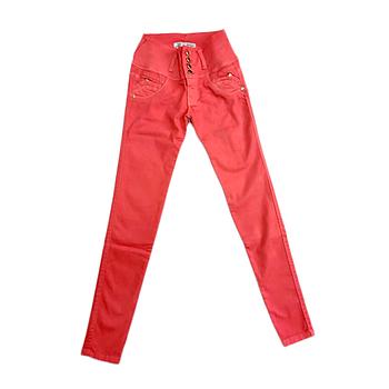 PANTALON MUJER GABARDINA COLOR TUYA-METAL