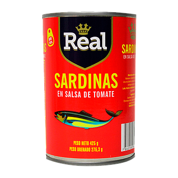 SARDINA REAL TALL S/TOMATE 425 GR A/F /48