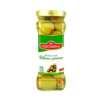 ACEITUNA VERDE RELLEN PIMIENTO GUS 240ML/12